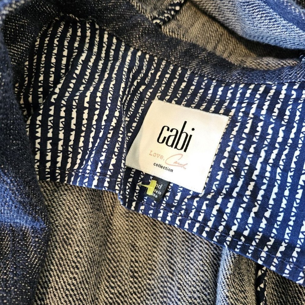 Cabi Jacket M Indigo Blue Anorak Zip Front Hood Pockets Casual Spring Cotton - Picture 10 of 13